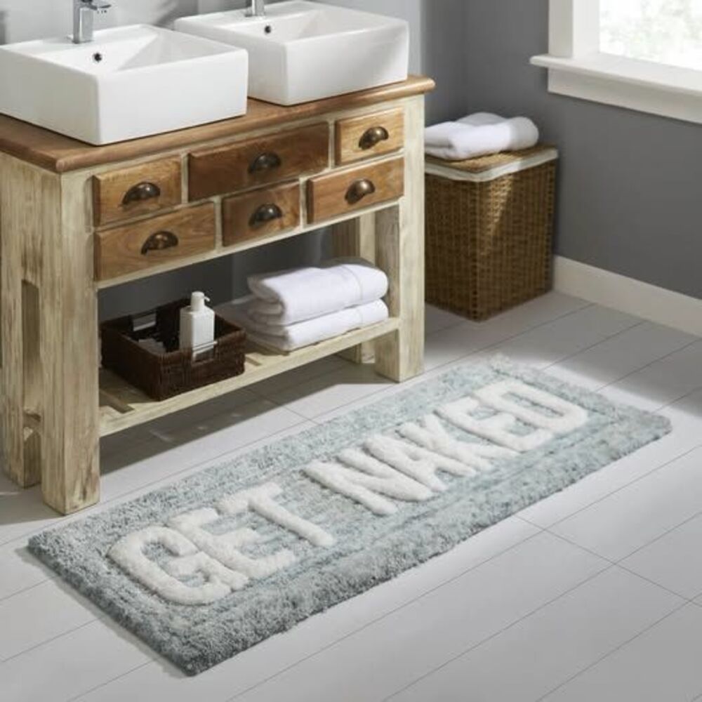 VCNY 24"x60" Home Get Naked Statement Bath Rug Teal Blue